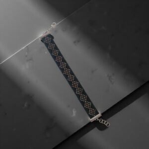 Pulsera Negra con Rombos Plata